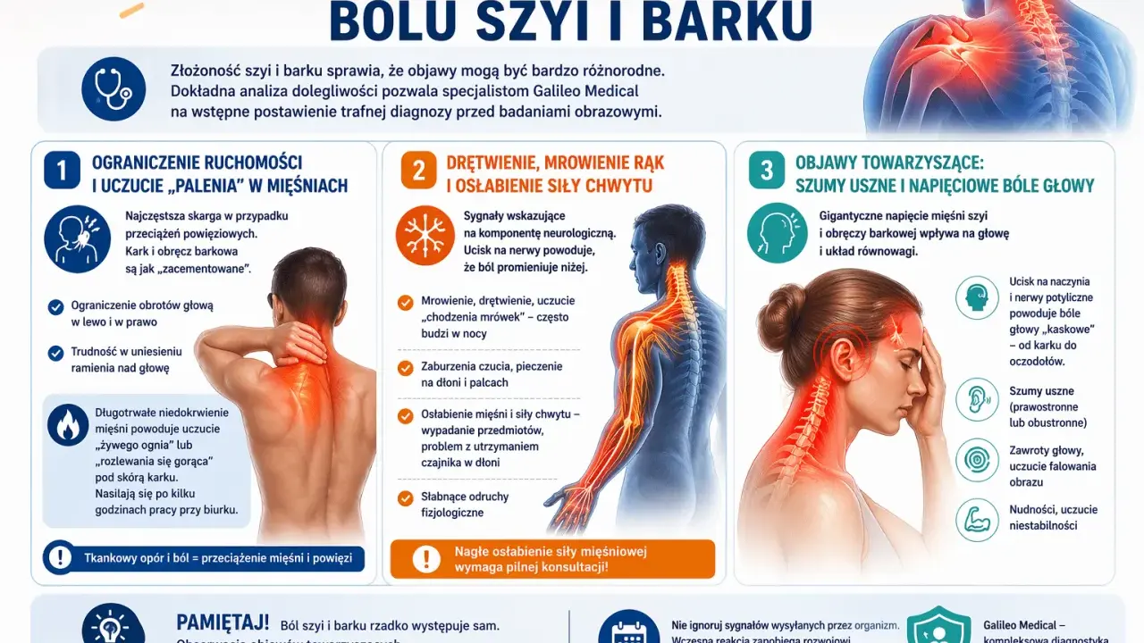 Ból w prawej łopatce może być objawem przeciążenia mięśni szyi i barku, powodując uczucie "palenia" i ograniczenie ruchomości.
