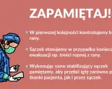 Chirurg w masce i fartuchu przygotowuje się do zabiegu. Pamiętaj o sączku w ranie, gdy ewakuujesz np. treść ropną.