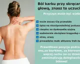 Kobieta masuje bolący kark, który może być efektem skręcenia. Wskazówki dotyczące przyczyn i profilaktyki bólu szyi.