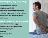Mężczyzna z bólem pleców, objawy rwy kulszowej i czynniki ryzyka. Ból może wpływać na stopień niepełnosprawności.