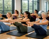 Kobiety w różnym wieku ćwiczą pilates, pokazując, że jest to aktywność dla każdego.