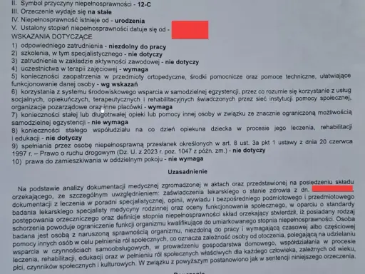 Orzeczenie o niepełnosprawności dziecka: co dalej? Dokument zawiera wskazania dotyczące zatrudnienia, terapii, opieki i edukacji.