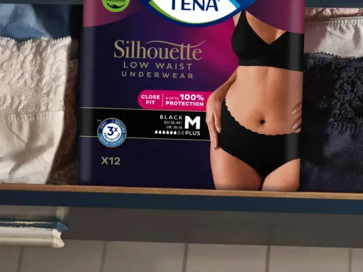 Pieluchomajtki TENA Silhouette - dyskretna ochrona, która sprawdzi się lepiej niż pampersy dla dorosłych.