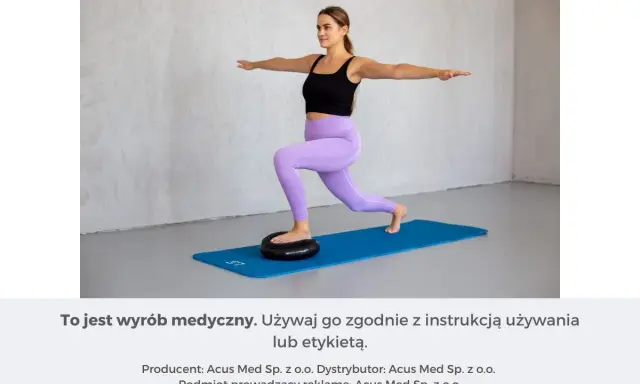 Kobieta wykonuje ćwiczenia propriocepcji na poduszce balansującej.